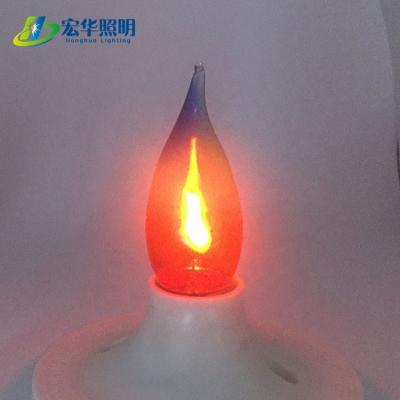 China Beautiful Cal35 E14 3W LED Glass Rainbow Flickering Flame Long Tailed Light Bulb for sale