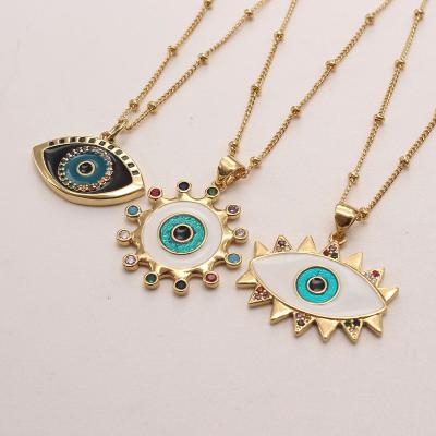 China Wholesale FASHIONABLE Zircon Eye Pendant Necklace Fashion Women Chains Necklace Chokers Vintage 18K Gold Plated Jewelry for sale