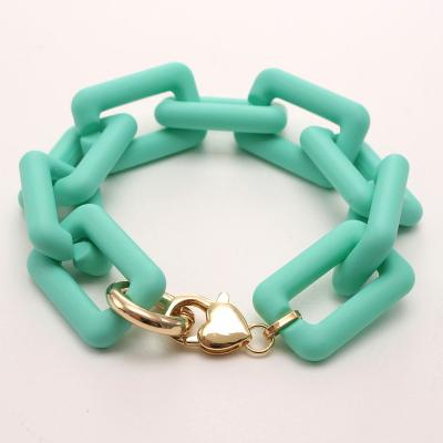 China Vintage New Arrival Women Resin Chain Bracelets Fashion Alloy Buckle Girls Acrylic Bangle Party Jewelry Vintage Colorful Design for sale