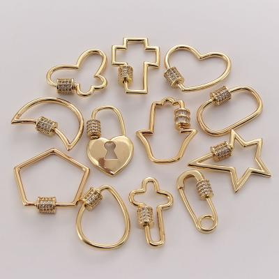 China CZ DIY Jewelry Accessories Lock/Heart/Moon/Screw Pendants Wholesale Copper Cross Zircon Clasp Hiphop MHS.SUN for sale