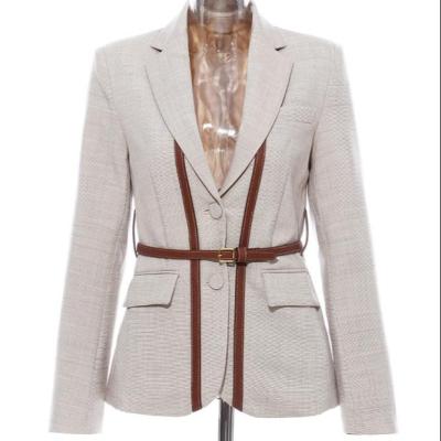 China Ladies 2021 Outfits Breathable Casual Long Sleeve Blazers Slim Blazer Belted Blazer Jackets Womens Trim Leather Jacket for sale