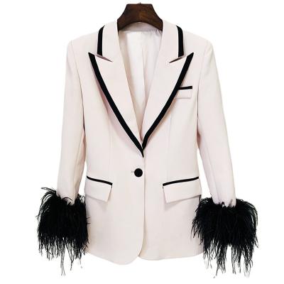 China 2022 new arrivals Anti-wrinkle office lady classic simple button feather design women blazer jacket wholesale blazer jacket for sale