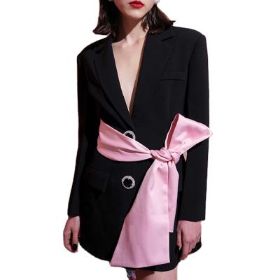 China 2022 new arrivals breathable double button headed collar bow tie women blazer suit slim back suit dresses for sale