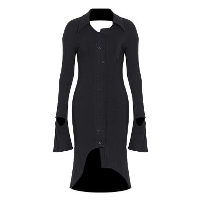 China Autumn 2022 New Arrival Breathable Knitted Dress Women Casual Long Sleeve Sweater Dress Knit Dresses for sale