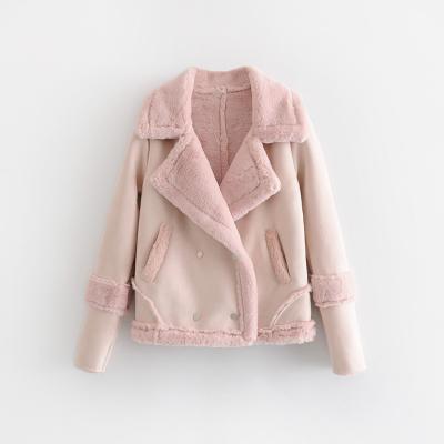 China Sustainable Fashion Fall/Winter Faux Fur With Suede Bomber Jacket For Women for sale