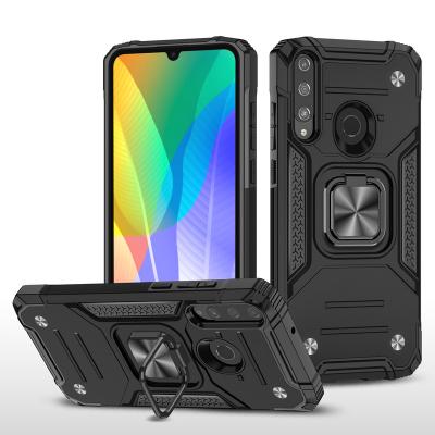 China Ring Phone Case For Huawei Y6P Y9a Y7a Rugged Armor PC+TPU Shockprooof Hybrid Cover With Kickstand Metal Plate for sale