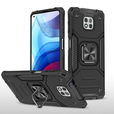 China 2021 Power Game Stylus Ring Phone Case For Moto E G8 G Rugged Armor PC+TPU Shockprooof Hybrid Cover With Kickstand Metal Plate for sale