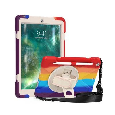 China 2017 iPad 9.7 Thumb Protection Perfect Rainbow Symmetry Colorful Case 2018 Hands Shoulder Strap Cover Pencil Holder Shokcproof Tablet Cover for sale