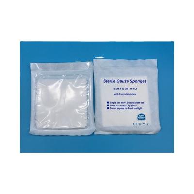 China Medical Sterile Nonwoven 100% Cotton 10x10cm Compress Gauze Sponges 100% Cotton For Wound for sale