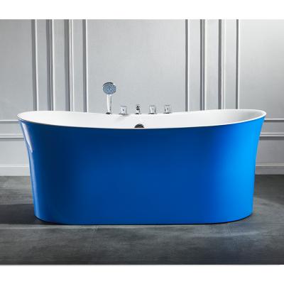 China New Design Modern Blue Color Bathroom Free Standing Bathtub Acrylic for sale