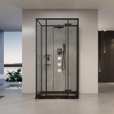 China Newest Matte Black Stainless Steel Hinge ANAQ Modern Shower Enclosure Corner Shower Room for sale