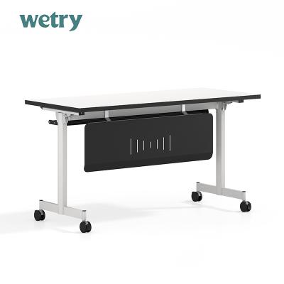 China Portable Office Furniture Foldable Modern Folding Table With Wheels Forming Table Combination Meeting Table Laptop Desk for sale