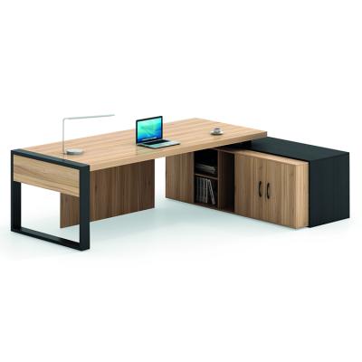 China Office Expandable Workstation Manager Furniture Executive Office Desk Table With Side Cabinet for sale