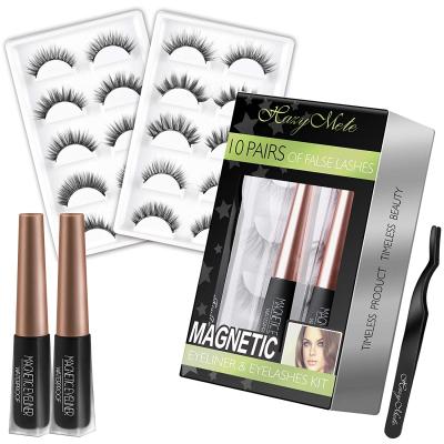 China 2021 New Arrival Natural Long Customize Lash Set Glue Free Magnetic False Eyelashes Rich Black Full Strip Lashes Double Bottle Strong Magnet for sale