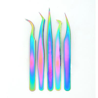 China Multicolor Comfortable Grip Eyelash Extension Tweezers Stainless Steel Wick Extension Staight Tweezers for sale