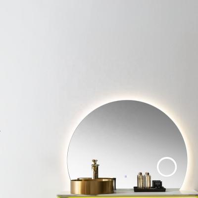 China Irregular LED Wall Bath Mirror Custom Sliver Illuminated Smart Bathroom Mirror With Led Light for sale