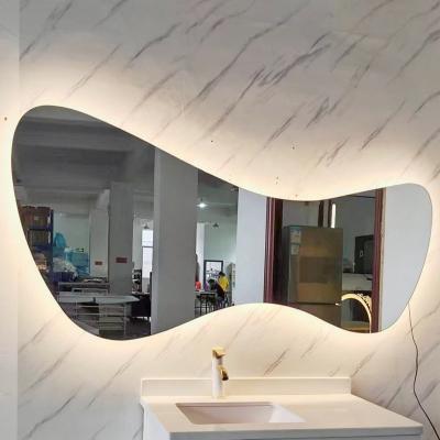 China Illuminated Glasses Shape Wall Design Hotel LED Mirror Irregular Shaped Backlit Led Light Full Body Sauce Mirror for sale