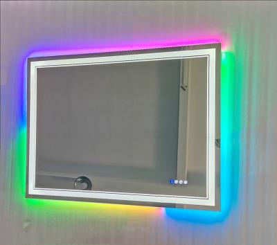 China RGB Bathroom Magnifying Mirror With Touch Sensor Anti Fog Smart Mirrors for sale