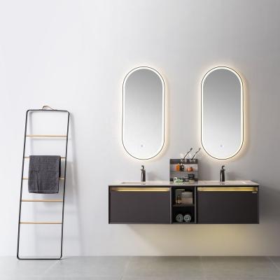 China Illuminated Metal Framed LED Vanity Bath Mirrors Wall Mounted Illuminated Bathroom Mirror for sale