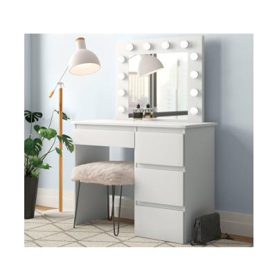 China Wholesale Hot Sale Modern Cheap Luxury Vanity White Drawers 3 Drawers Makeup Dresser Led Lights Make Up Vanity Set With Mirror for sale