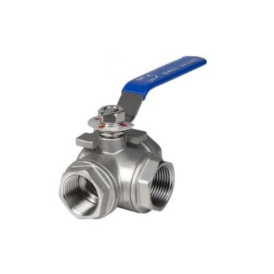 China General High Strength 3 Way Stainless Steel Female Ball Valve With Handle 3 4/1 Inch 50mm Way Manual Ball Valves for sale