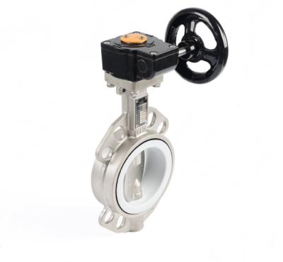 China Wafer Index China General Factory SS304 ss316 PTFE Lined Seat Handles Manual Wafer Stainless Steel Butterfly Valve Made In China for sale