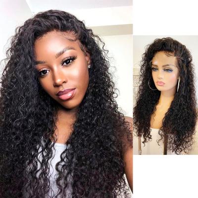 China 100% Virgin Glueless Curly Human Hair Deep Wave 360 ​​HD Swiss Lace Frontal Wigs Peruvian Pre Plucked Full Lace Wig For Women for sale