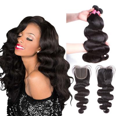 China Body Wave 22 24 26 28 30 Inch Virgin Remy Cuticle Aligned Malaysian Hair Unprocessed Body Waves 3 Bundle Deals With Closure for sale