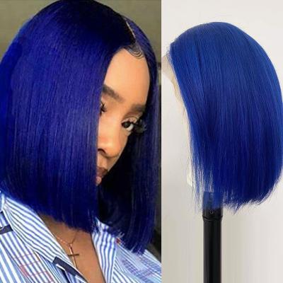 China Straight Dye Colored 12 Inch Bob Wig Vendor, Wholesale 13x4 Lace Front Swiss Virgin Hair Bob Wigs Pre Plucked HD Lace Wig for sale