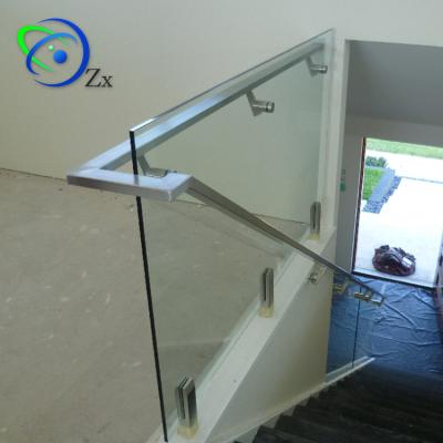 China Modern Frameless Glass Panel Railing With Matte 316 Stainless Steel Spigot And Top Railing for sale