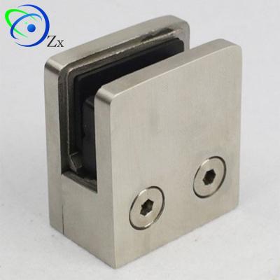 China Modern Stainless Steel Glass Clamps / Square Inox U Shape Round Glass Support Holder for sale