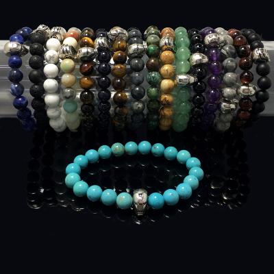 China Fine Polishing Beads Gemstone Beaded Stone Bead Bracelet Natural Custom Stretch Bracelet Adjustable Design For Women And Men Bead Bracelet for sale