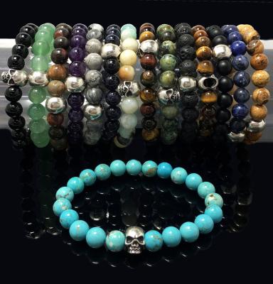 China Imperial Beads Gemstone Bracelets Fine Polishing Skull Design Healing Chakra Bracelet Natural Stone For Women Men Bead Bracelet for sale