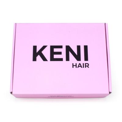 China Handmade Pink Corrugated Hair Shipping Boxes Weave Custom Logo Private Label Packaging Boxes For Hair for sale