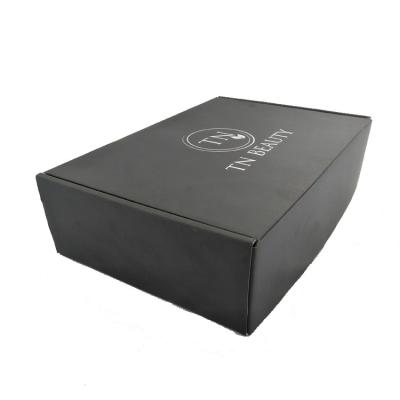 China Beauty Recyclable Custom Hair Extension Wigs Corrugated Post Mailer Black Packaging Box Shipping LOGO for sale