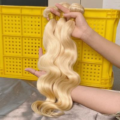 China Wholesale 100% Human Hair Bundles Free Shipping Directly 613 Blonde Bundles With Frontal Cuticle Aligned Virgin Bundles for sale