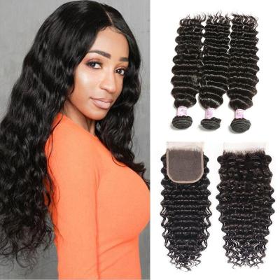 China Natural Wave 40 Inches 100% Unprocessed Cheap Raw Indian Hair Curly Straight Weave Bundles Closure Seller for sale