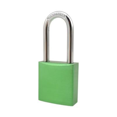 China Colorful Aluminum Barrier Warehouse Gate Laser Logo For Security Factory Industry Padlock 40mm Long Shackle Oxidation Aluminum Padlock for sale