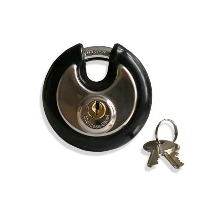 China Stainless Steel With 2021 Wholesale Round Rubber Coated Disc Stainless Steel Waterproof Cover Padlock High Quality Padlock for sale