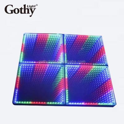 China Disco DJ Toughened Mirror Led Dance Floor Tiles For Wedding Party RGB 3D Magnet Led Dance Floor for sale