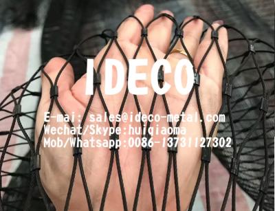 China Stainless Steel Wire Rope Woven Mesh, Black Oxide Wire Rope Netting, SS Wire Cable Zoo Mesh, Animal Enclosures Webnet for sale