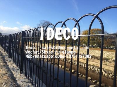 China Interlaced Bow Top Railings, Anti-Neck Trap Hoop Top Fences, Coloured Bow Top Metal Fence for Play Areas for sale