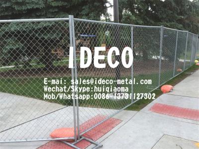 China Temporary Chain Link Fence Panel with Stands, Portable Steel Construction Sites Barriers, Road Safety Fencing for sale