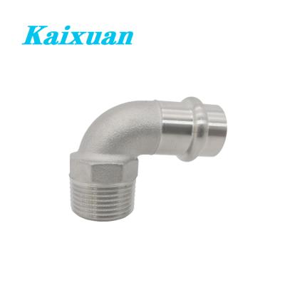 China Water Stainless Steel 316L Tube Press Fittings Adapter Male Threaded 90 Degree Elbow V Profile for sale