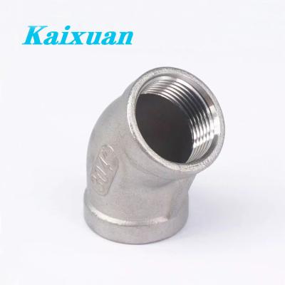 China Space Customized 304/316 Stainless Steel Pipe Fitting 45 Degree Bend Female Threaded Casting Elbow For Water Gas Piping for sale