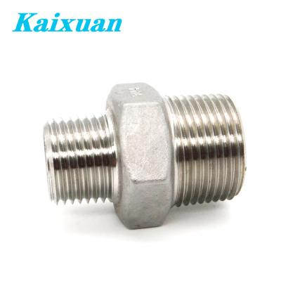 China Power tools cast iron pipe adapter fitting ss304 stainless steel 3/4*1/2 inch reducing hex nipple NPT bsp male threaded fit for sale