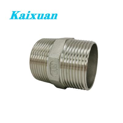 China Power tools customized casting ss316 stainless steel pipe fitting NPT threaded male-female hex nipple for gas water piping for sale