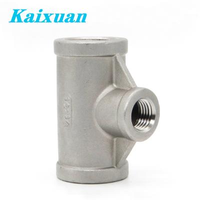 China Power tools casting stainless steel 316 NPT female reducer/bsp threaded tech 304 tee for water gas pipe connector for sale