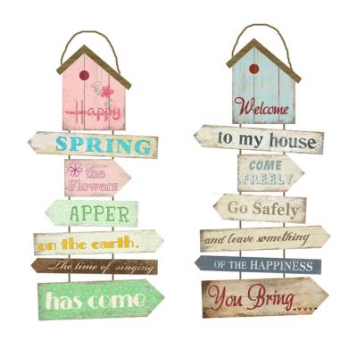 China Europe Hot Sale Size 35x66cm Wall Hanging Decorative Paper Handmade Wooden Sign With Rope for sale