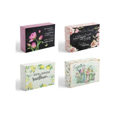 China Wholesale Europe Easter and Spring Day Table Display, Handmade Picture Paper Sets of 4 Decor Wooden Boxes for sale